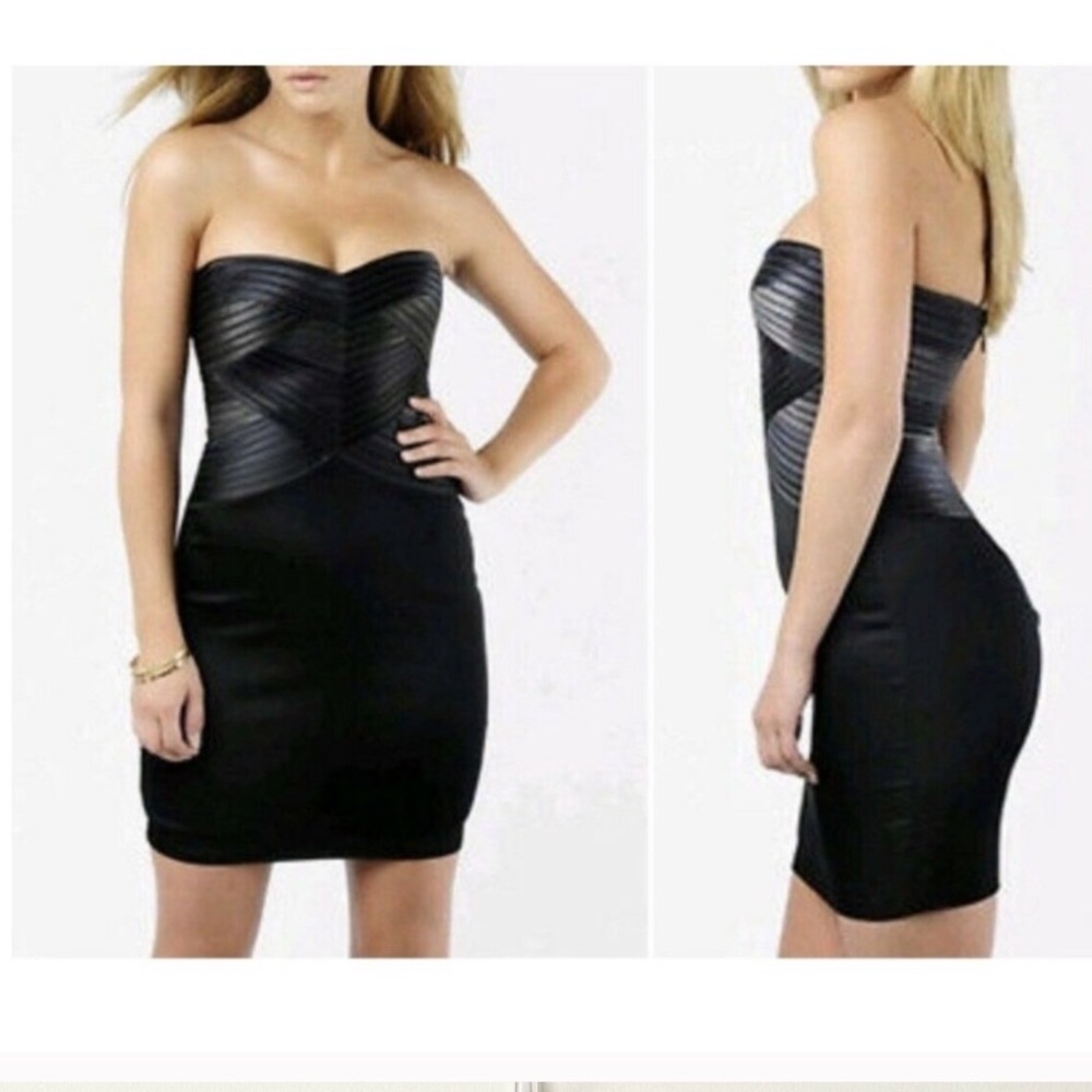BCBGMAXAZRIA Black Combo Strapless Dress - holiday party dress
